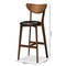 Baxton Studio Eline Black Faux Leather Upholstered Walnut Finished Bar Stool, PK2 144-8076 - alternate 4
